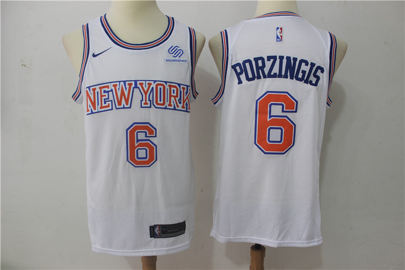 Men New York Knicks 6 Porzingis White Game Nike NBA Jerseys1